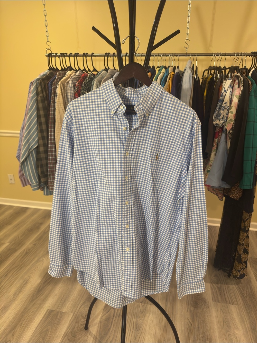 Ralph Lauren Light Blue & White Gingham Button-Down Shirt